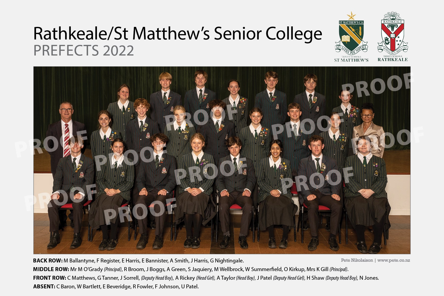 Senior College Prefects - Rathkeale St Matthew’s Senior College 2022